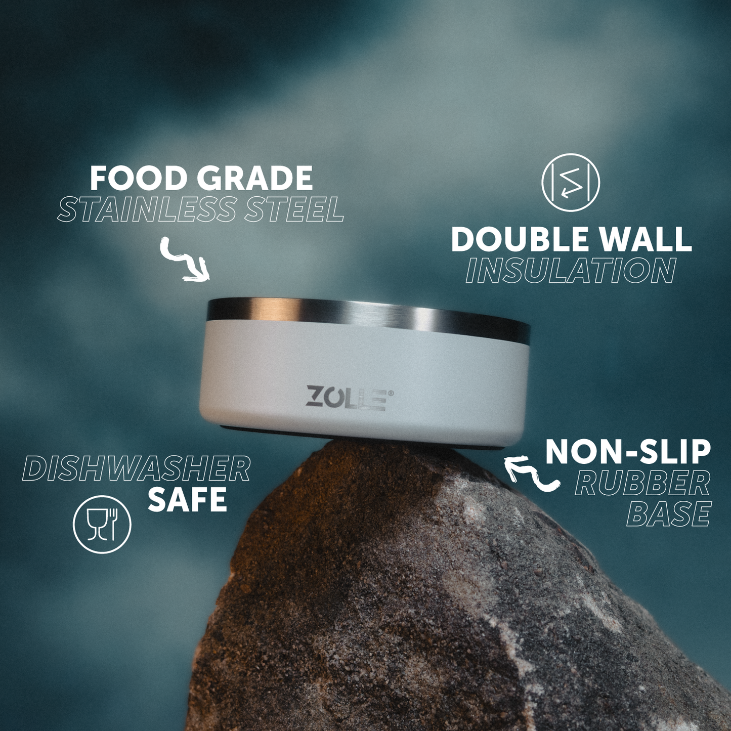 ZOLLE Tempo™ Bowl - Premium stainless steel pet bowl & slow feeder