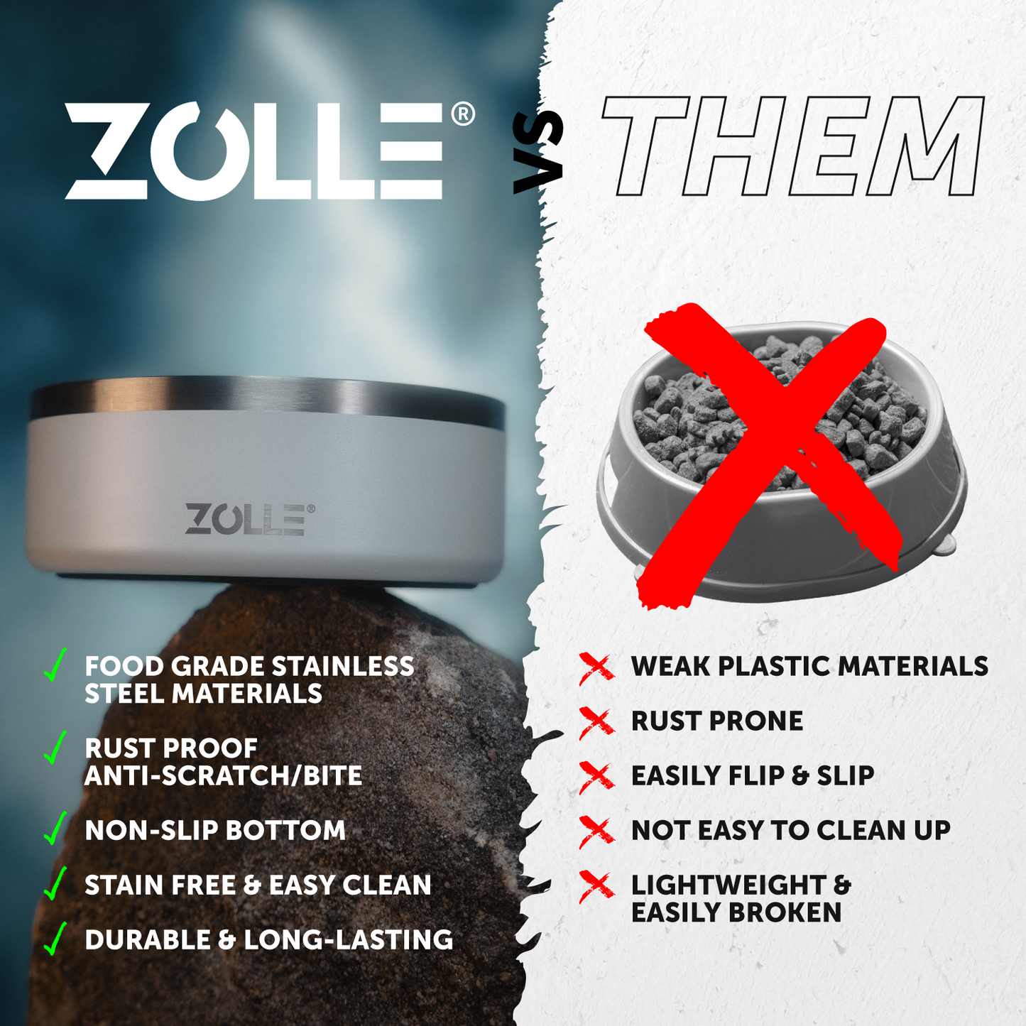 ZOLLE Tempo™ Bowl - Premium stainless steel pet bowl & slow feeder